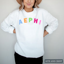 Load image into Gallery viewer, Sweatshirt | Rainbow Letter Crewneck Sweatshirt | Sorority Gift Idea