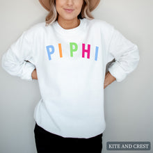 Load image into Gallery viewer, Sweatshirt | Rainbow Letter Crewneck Sweatshirt | Sorority Gift Idea