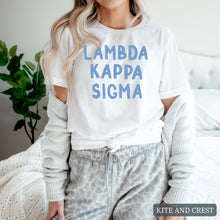 Load image into Gallery viewer, Blue Bubble Letters T-shirt