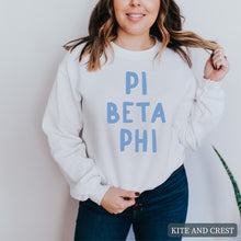 Load image into Gallery viewer, Blue Bubble Letter Sorority Crewneck Sweatshirt