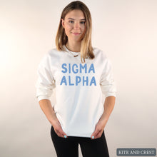 Load image into Gallery viewer, Blue Bubble Letters Crewneck Sweatshirt
