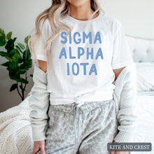 Load image into Gallery viewer, Blue Bubble Letters T-shirt