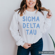 Load image into Gallery viewer, Blue Bubble Letter Sorority Crewneck Sweatshirt