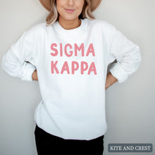 Load image into Gallery viewer, Sweatshirt |pinkBubble Letters Crewneck Sweatshirt | Sorority Gift Idea