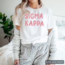 Load image into Gallery viewer, T-Shirt |pinkBubble Letters Shirt | Sorority Gift Idea