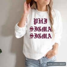 Load image into Gallery viewer, Sweatshirt | Old Type Written Crewneck Sweatshirt | Sorority Gift Idea