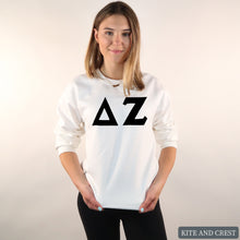 Load image into Gallery viewer, Sweatshirt | Basic Black Letters Crewneck Sweatshirt | Sorority Gift Idea