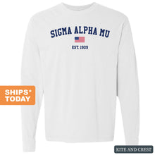 Load image into Gallery viewer, m Long Sleeve Comfort Colors T-Shirt - Sammy USA Flag Shirt