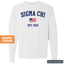 Load image into Gallery viewer, mLong Sleeve Comfort Colors T-Shirt - mUSA Flag Shirt