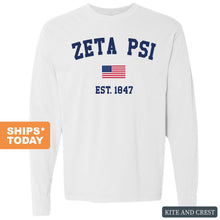 Load image into Gallery viewer, Long Sleeve Comfort Colors T-Shirt - Zete USA Flag Shirt