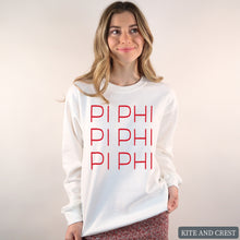 Load image into Gallery viewer, Sweatshirt | Red and Stacked Crewneck Sweatshirt | Sorority Gift Idea
