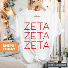 Load image into Gallery viewer, T-Shirt | Red and Stacked Shirt | Sorority Gift Idea