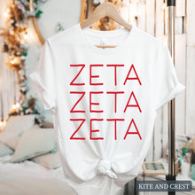 Load image into Gallery viewer, T-Shirt | Red and Stacked Shirt | Sorority Gift Idea