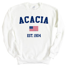 Load image into Gallery viewer, Acacia USA Flag Sweatshirt - Fraternity Crewneck Sweatshirt - Kite and Crest