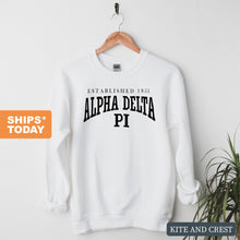 Load image into Gallery viewer, ADPI Alpha Delta Pi Established Sorority Crewneck Sweatshirt - Kite and Crest