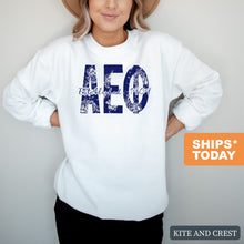 Load image into Gallery viewer, AEPHI Alpha Epsilon Phi Blue Floral Sorority Crewneck Sweatshirt - Kite and Crest