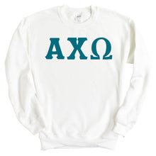 Load image into Gallery viewer, Alpha Chi Omega Sweatshirt | ACHIO Basic Large Letters Crewneck Sweatshirt | Alpha Chi Omega Sorority Gift Idea - Kite and Crest