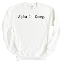 Load image into Gallery viewer, Alpha Chi Omega Sweatshirt - ACHIO Black Written Crewneck Sweatshirt - Kite and Crest