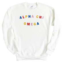 Load image into Gallery viewer, Alpha Chi Omega Sweatshirt | ACHIO Circular Colorful Crewneck Sweatshirt | Alpha Chi Omega Sorority Gift Idea - Kite and Crest