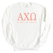 Load image into Gallery viewer, Alpha Chi Omega Sweatshirt | ACHIO Colored Block Letters Crewneck Sweatshirt | Alpha Chi Omega Sorority Gift Idea - Kite and Crest
