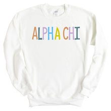 Load image into Gallery viewer, Alpha Chi Omega Sweatshirt - ACHIO Colorful Lined Crewneck Sweatshirt - Kite and Crest