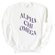 Load image into Gallery viewer, Alpha Chi Omega Sweatshirt | ACHIO Large and Wavy Letters Crewneck Sweatshirt | Alpha Chi Omega Sorority Gift Idea - Kite and Crest