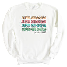 Load image into Gallery viewer, Alpha Chi Omega Sweatshirt - ACHIO Stencil Crewneck Sweatshirt - Kite and Crest