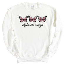 Load image into Gallery viewer, Alpha Chi Omega Sweatshirt - ACHIO Three Butterflies Crewneck Sweatshirt - Kite and Crest