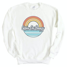 Load image into Gallery viewer, Alpha Chi Omega Sweatshirt - ACHIO Wavy Rainbow Crewneck Sweatshirt - Kite and Crest