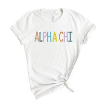 Load image into Gallery viewer, Alpha Chi Omega T-shirt - AXO Colorful Lined Tee - Kite and Crest