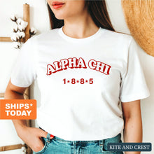 Load image into Gallery viewer, Alpha Chi Omega T-shirt - AXO Red Arch Tee - Kite and Crest