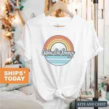 Load image into Gallery viewer, Alpha Chi Omega T-shirt - AXO Wavy Rainbow Tee - Kite and Crest