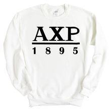 Load image into Gallery viewer, Alpha Chi Rho Black Letter Sweatshirt - Fraternity Crewneck Sweatshirt - Kite and Crest