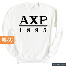 Load image into Gallery viewer, Alpha Chi Rho Black Letter Sweatshirt - Fraternity Crewneck Sweatshirt - Kite and Crest
