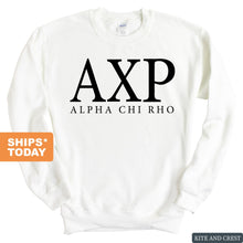 Load image into Gallery viewer, Alpha Chi Rho Block Letter Sweatshirt - Fraternity Crewneck Sweatshirt - Kite and Crest
