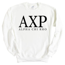 Load image into Gallery viewer, Alpha Chi Rho Block Letter Sweatshirt - Fraternity Crewneck Sweatshirt - Kite and Crest