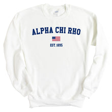 Load image into Gallery viewer, Alpha Chi Rho USA Flag Sweatshirt - Fraternity Crewneck Sweatshirt - Kite and Crest