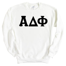 Load image into Gallery viewer, Alpha Delta Phi Basic Black Letters Sweatshirt - Fraternity Crewneck Sweatshirt - Kite and Crest