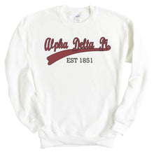 Load image into Gallery viewer, Alpha Delta Pi Sweatshirt | ADPI Baseball Crewneck Sweatshirt | Alpha Delta Pi Sorority Gift Idea - Kite and Crest