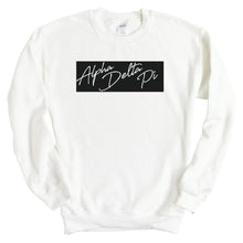 Load image into Gallery viewer, Alpha Delta Pi Sweatshirt - ADPI Black Box Crewneck Sweatshirt - Kite and Crest