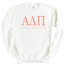 Load image into Gallery viewer, Alpha Delta Pi Sweatshirt | ADPI Colored Block Letters Crewneck Sweatshirt | Alpha Delta Pi Sorority Gift Idea - Kite and Crest