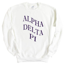 Load image into Gallery viewer, Alpha Delta Pi Sweatshirt | ADPI Large and Wavy Letters Crewneck Sweatshirt | Alpha Delta Pi Sorority Gift Idea - Kite and Crest