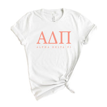 Load image into Gallery viewer, Alpha Delta Pi T-Shirt | ADPI Colored Block Letters Shirt | Alpha Delta Pi Sorority Gift Idea - Kite and Crest