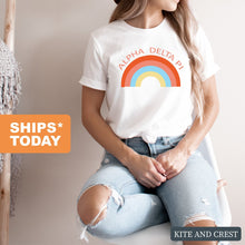 Load image into Gallery viewer, Alpha Delta Pi T-shirt - ADPI Colorful Rainbow Tee - Kite and Crest