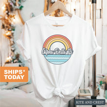 Load image into Gallery viewer, Alpha Delta Pi T-shirt - ADPI Wavy Rainbow Tee - Kite and Crest