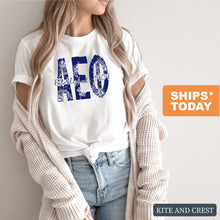 Load image into Gallery viewer, Alpha Epsilon Phi Blue Floral Sorority T-Shirt - Kite and Crest