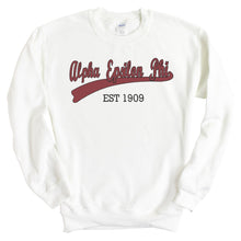 Load image into Gallery viewer, Alpha Epsilon Phi Sweatshirt | AEPHI Baseball Crewneck Sweatshirt | Alpha Epsilon Phi Sorority Gift Idea - Kite and Crest