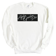 Load image into Gallery viewer, Alpha Epsilon Phi Sweatshirt - AEPHI Black Box Crewneck Sweatshirt - Kite and Crest