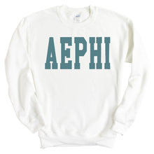 Load image into Gallery viewer, Alpha Epsilon Phi Sweatshirt - AEPHI Blue Retro Crewneck Sweatshirt - Kite and Crest