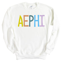 Load image into Gallery viewer, Alpha Epsilon Phi Sweatshirt - AEPHI Colorful Lined Crewneck Sweatshirt - Kite and Crest